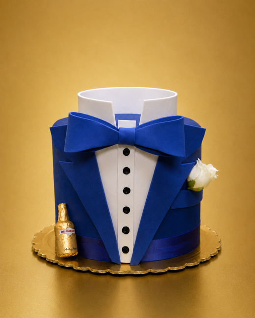 #1 Blue Tuxedo Cake 6"